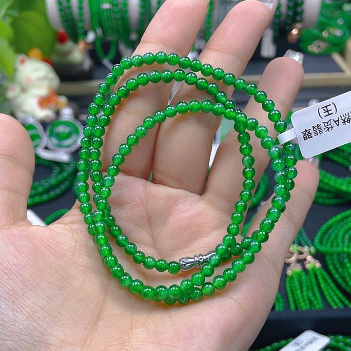 翡翠颈饰未镶嵌静****师圆珠项链4