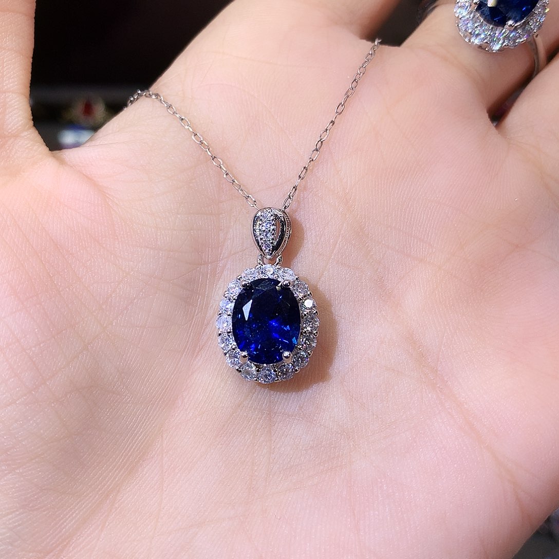 颈饰蓝宝石银S925镶嵌白810