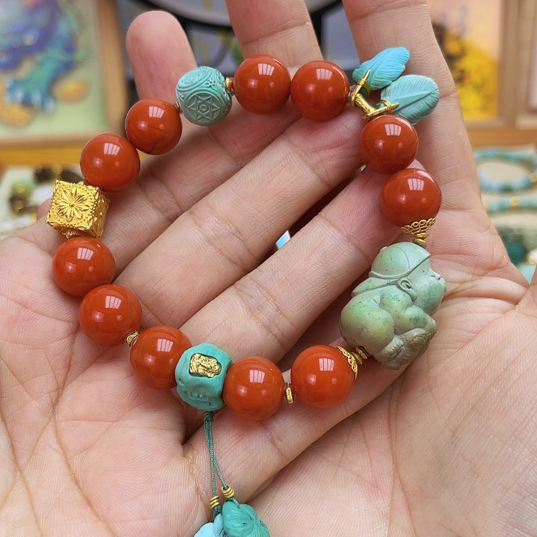 18K金镶嵌绿松石手链