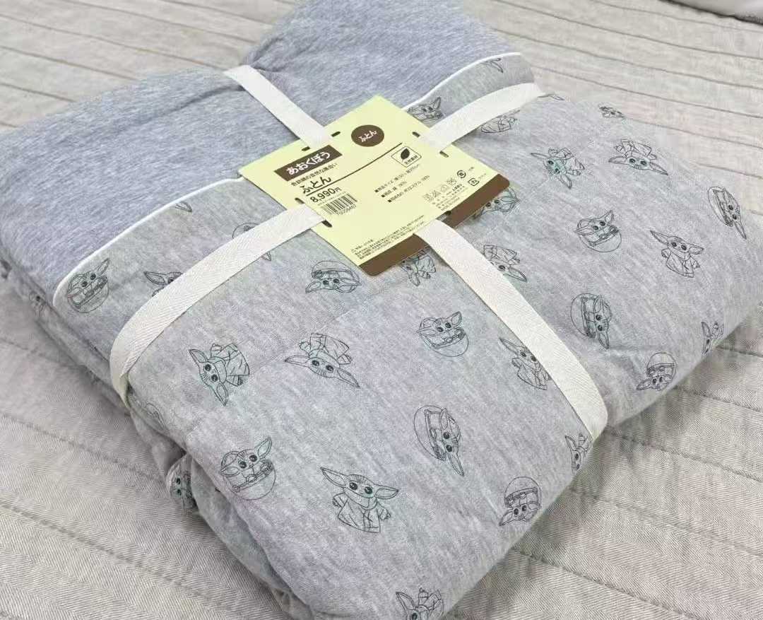 日单单人夏凉被/空调被，纯棉面料填充超柔纤维被子柔软全棉单人被