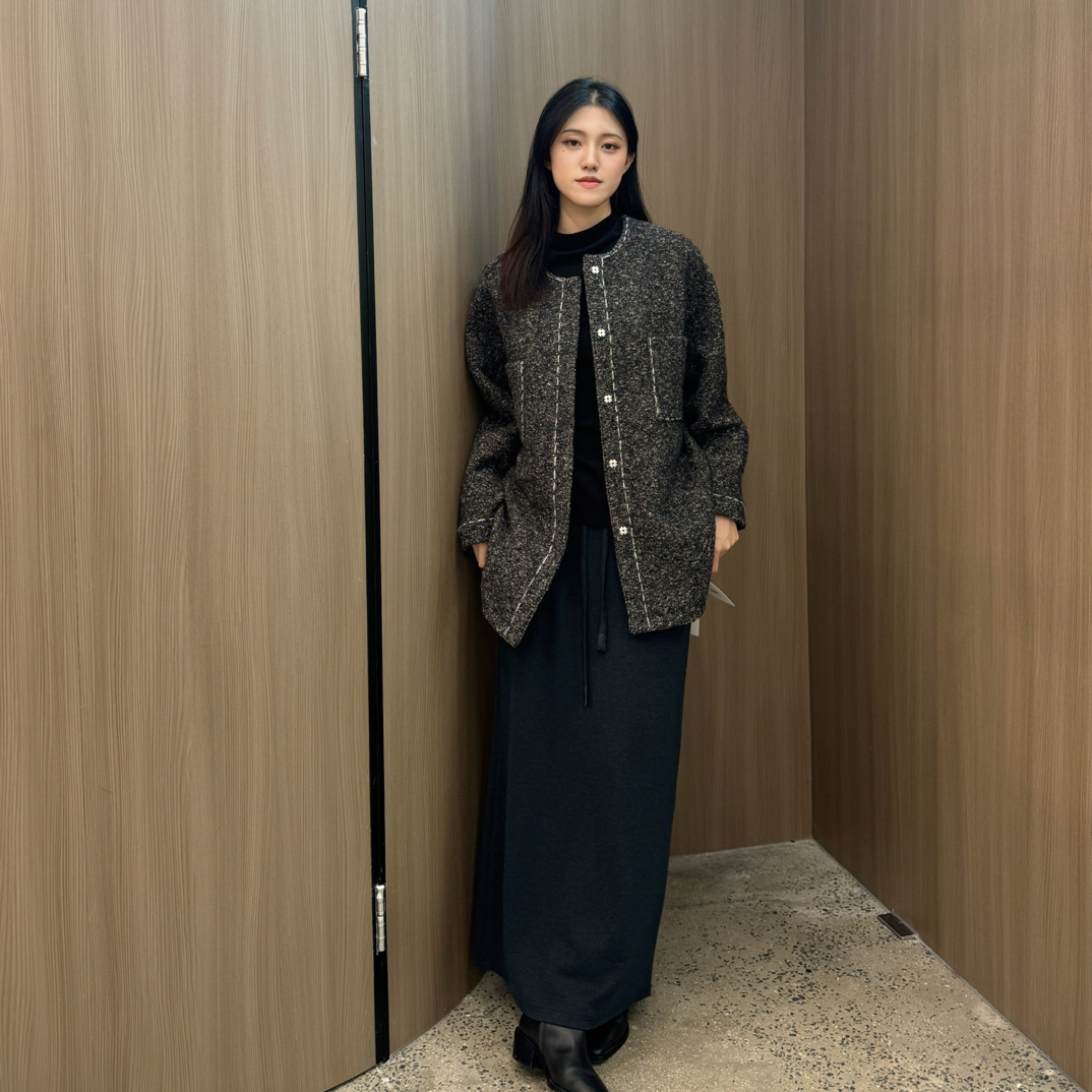 VIINS 设计师品牌撞中长款双面毛呢外套7394