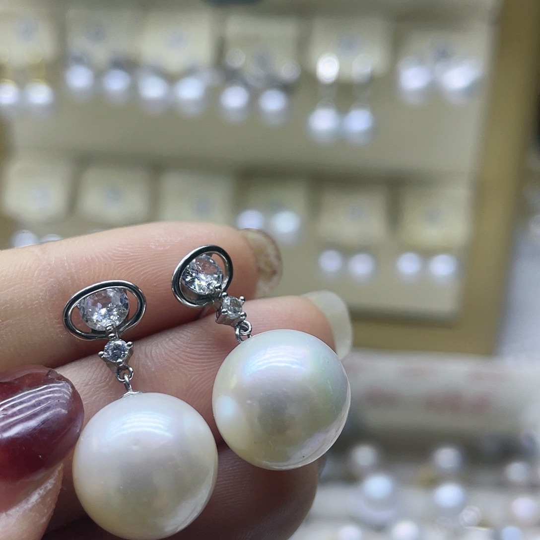 淡水珍珠耳饰银S925镶嵌