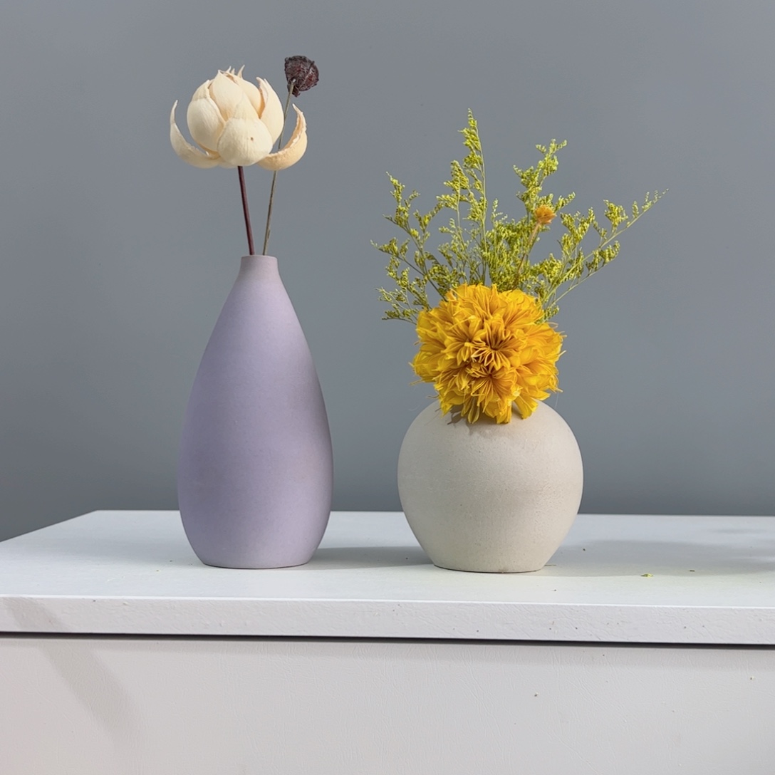 摆件陶瓷小花瓶摆件含花总高约20-30cm