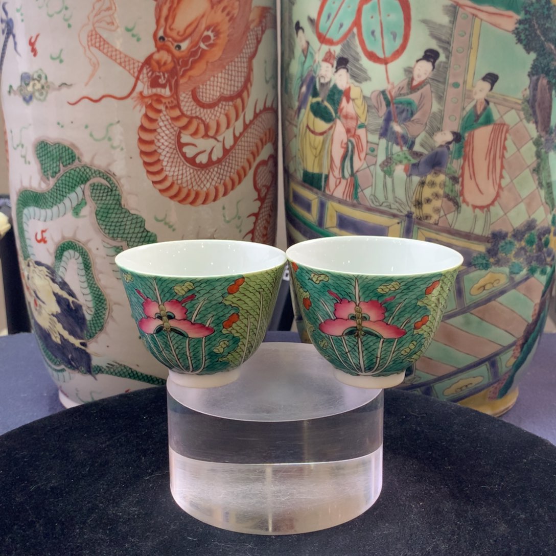 磊***哥杯子陶1830瓷器—粉彩百财杯一对