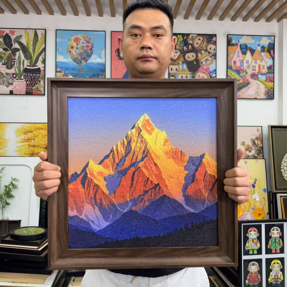 小众艺术复古背靠金山风景摆画适合客厅卧室装饰5050装饰画D055印