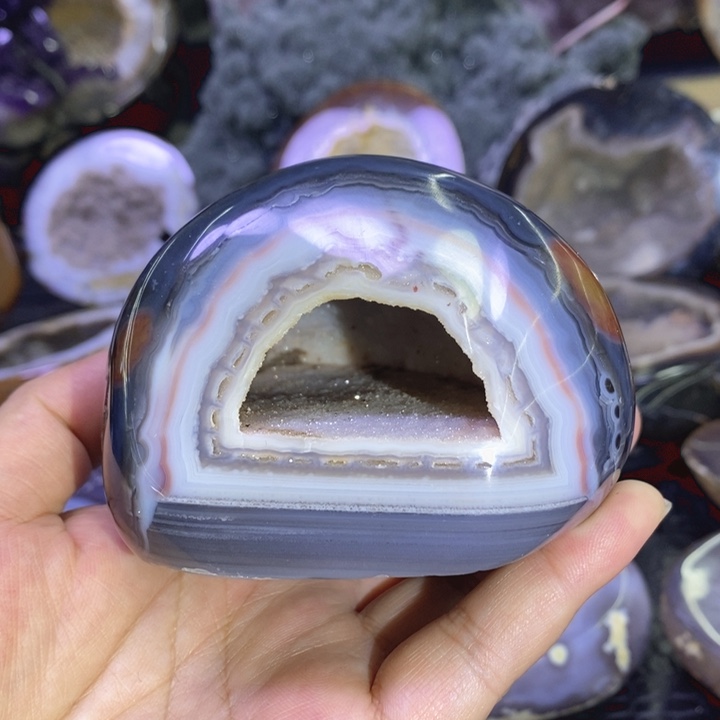 未镶嵌珠宝半成品水晶抛光洞钱袋子