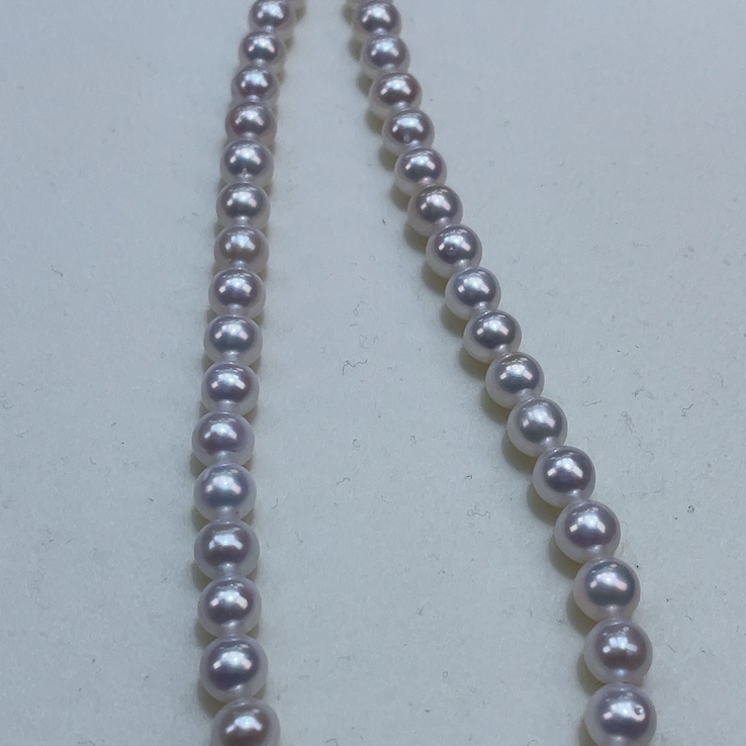 淡水珍珠颈饰银S925镶嵌6-7m圆度好捡漏