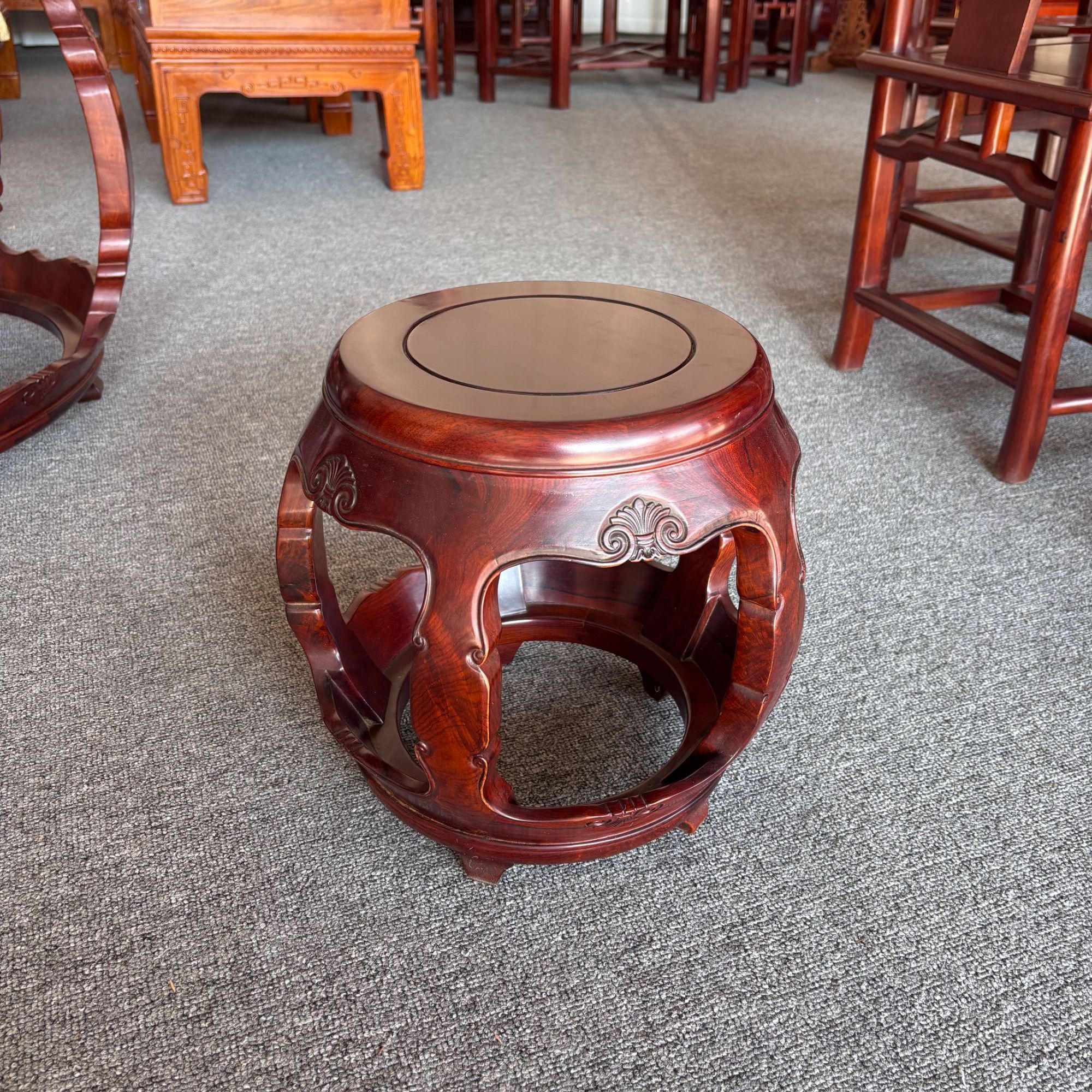 缅甸酸枝圆鼓凳1件套