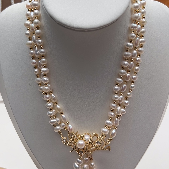 钛钢淡水珍珠颈饰