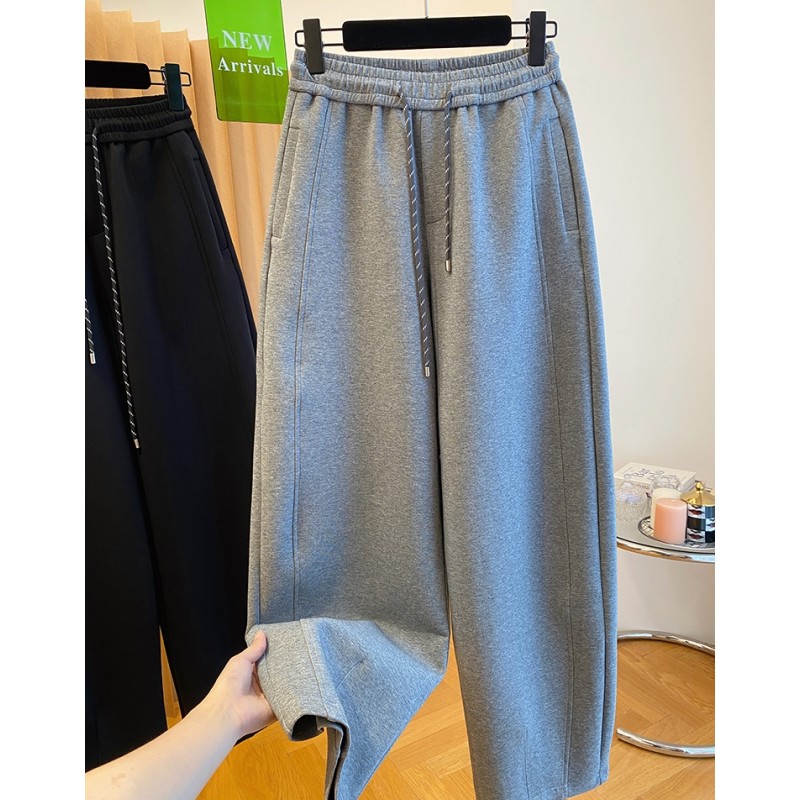 P832高级感灰色香蕉裤女春季新款宽松休闲卫裤弯刀裤镰刀裤长裤子