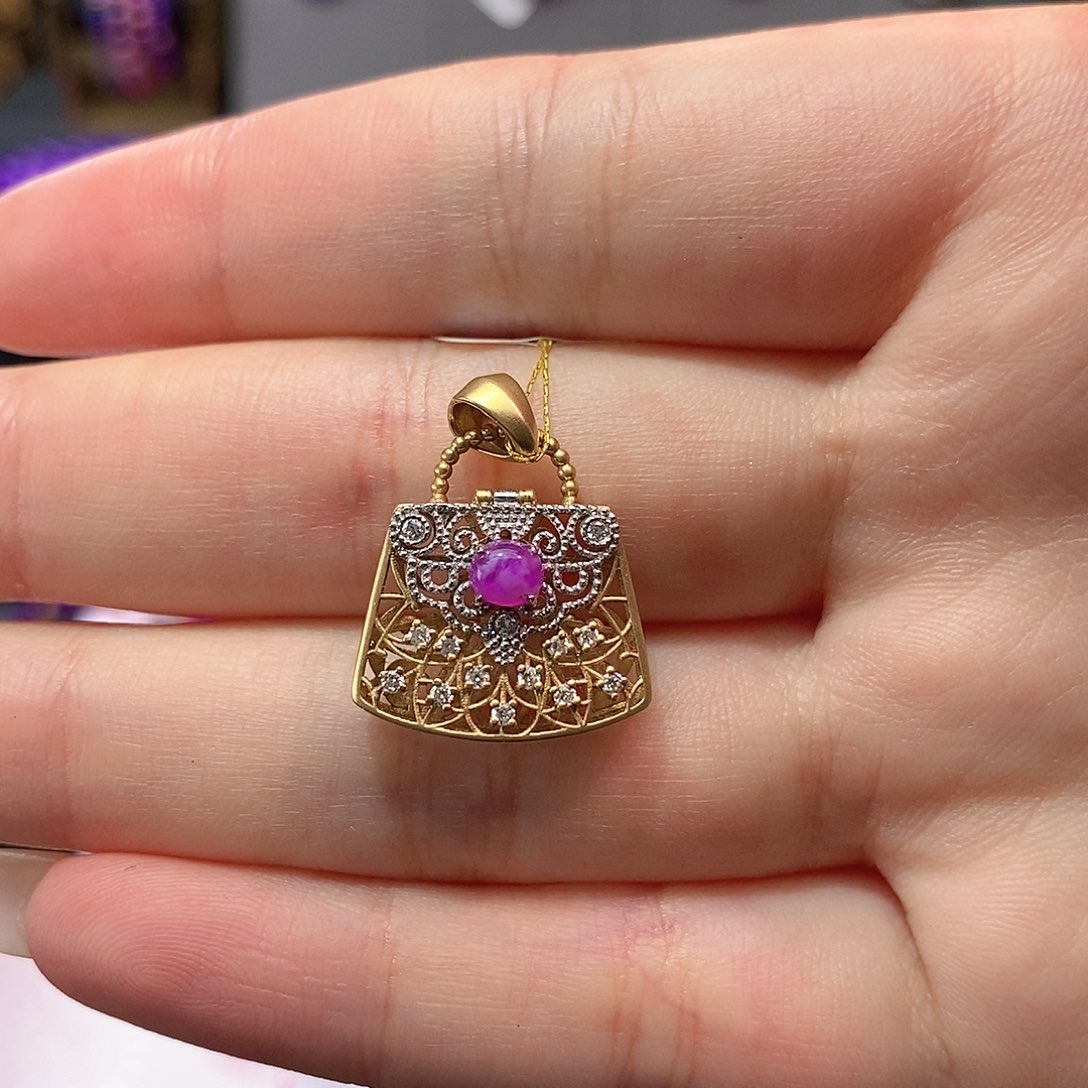 苏纪石（舒俱来）18K金镶嵌吊坠(不含链)