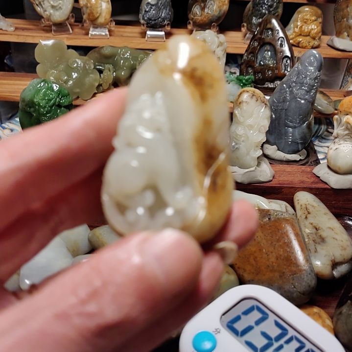 和田玉和田玉手工雕刻挂件未镶嵌夜*