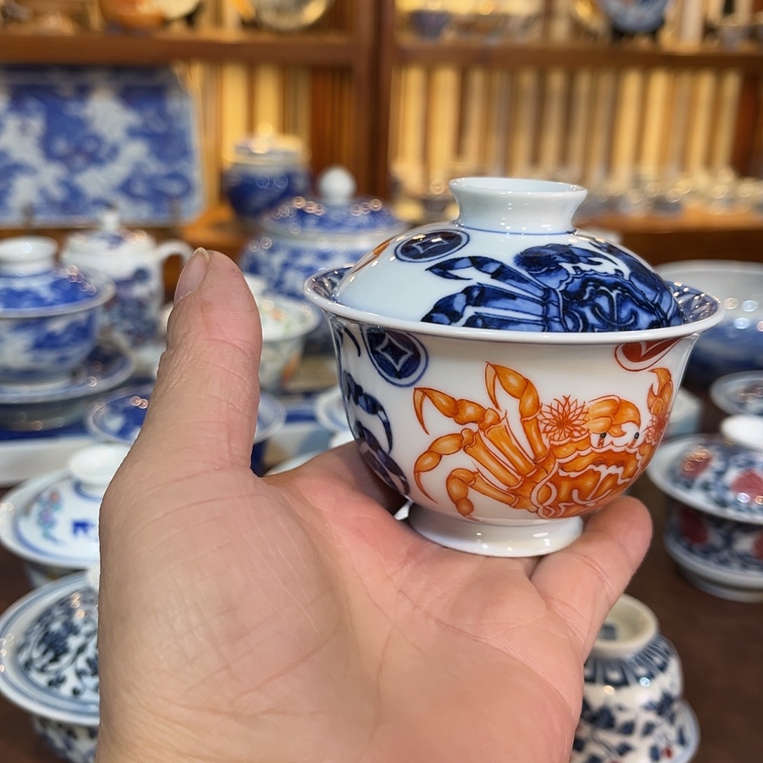 錡镇堂手工手绘盖碗