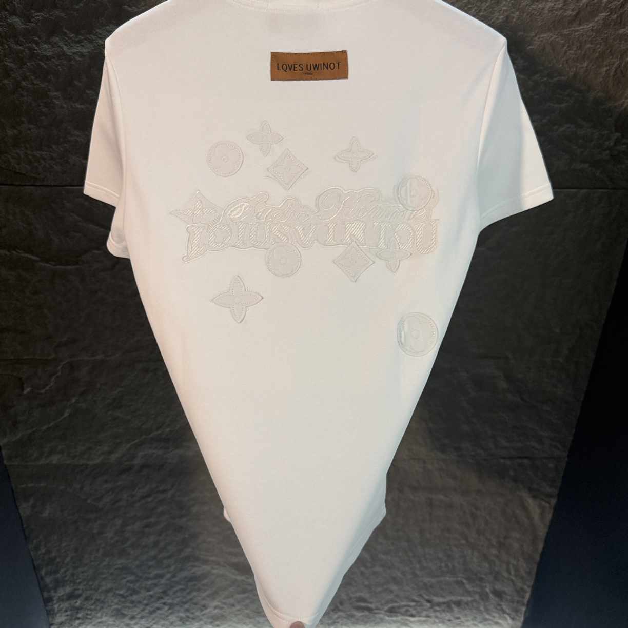 冬季男士加厚贴布绣重工短袖轻奢圆领T恤字母潮流上衣957