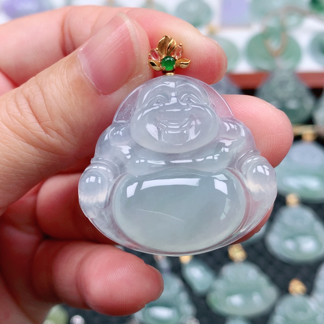 翡翠吊坠(不含链)18K金镶嵌