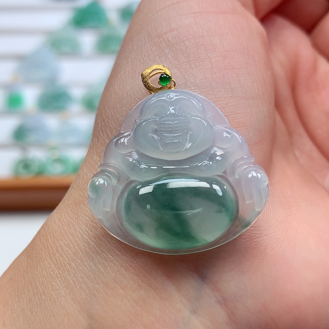 翡翠18K金镶嵌吊坠(赠链)