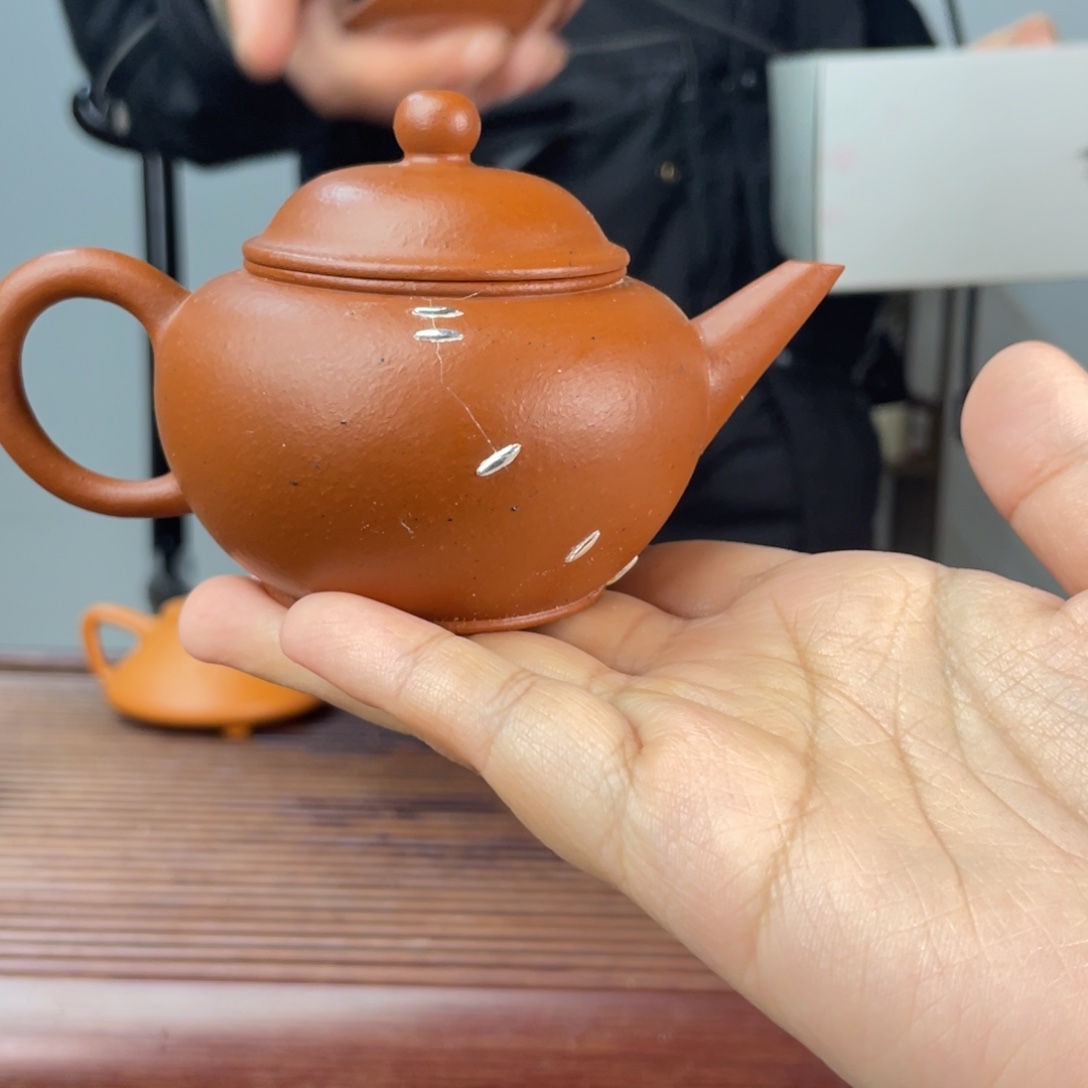 朱泥茶壶老朱泥水平全手140cc锯钉