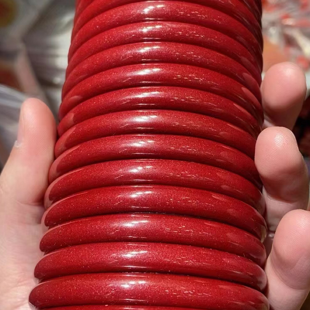 含辰砂工艺品含辰砂正品朱砂古法工艺实心叮当镯