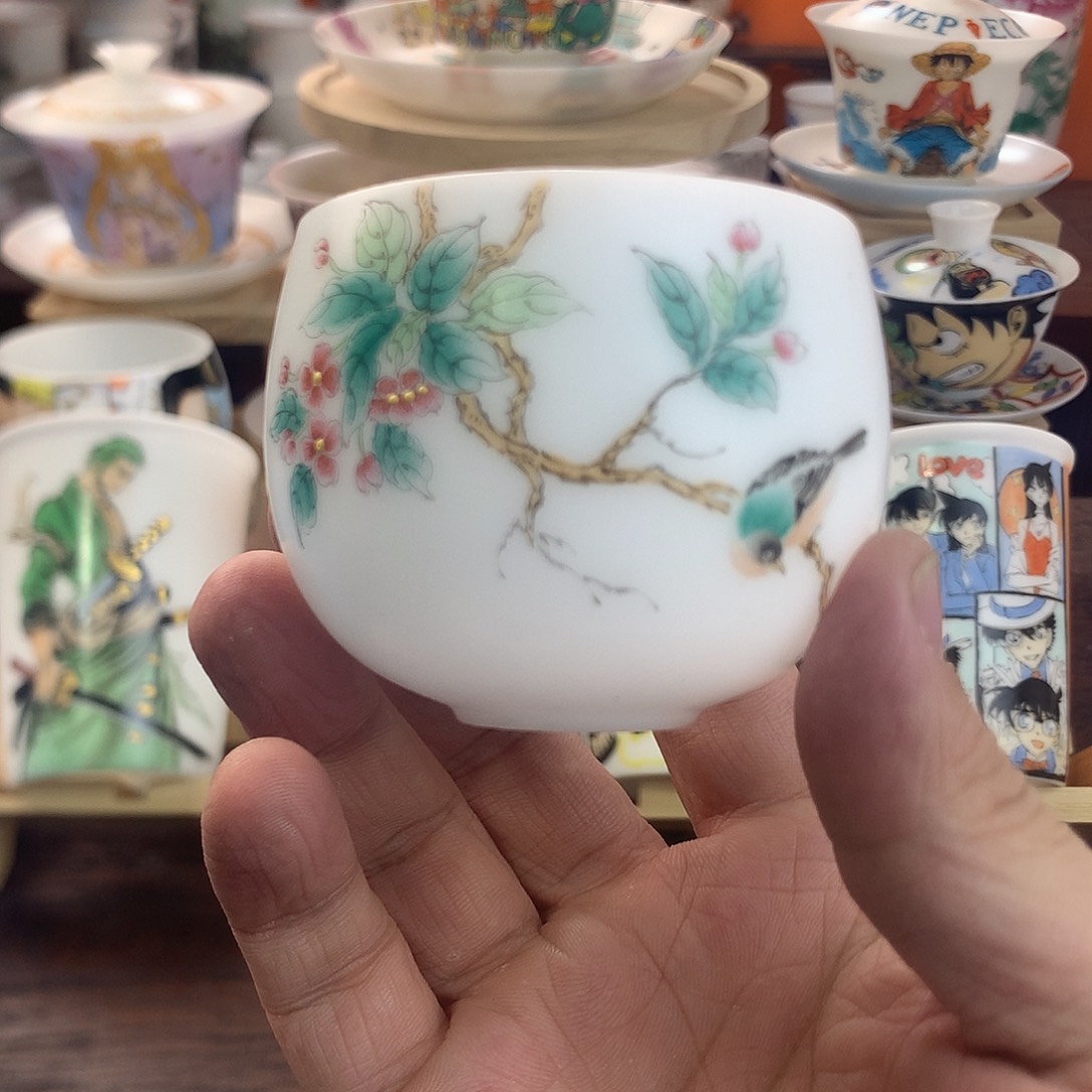 高冰素烧手绘主人杯