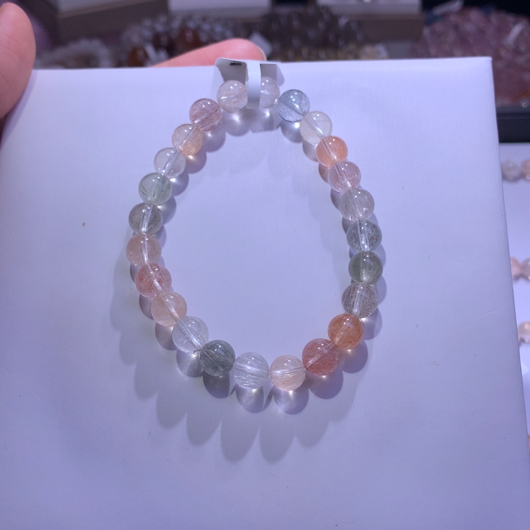 未镶嵌手串水晶彩兔毛