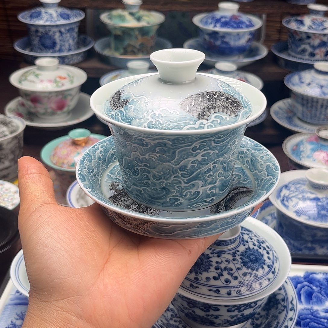 景德镇陶瓷三才盖碗