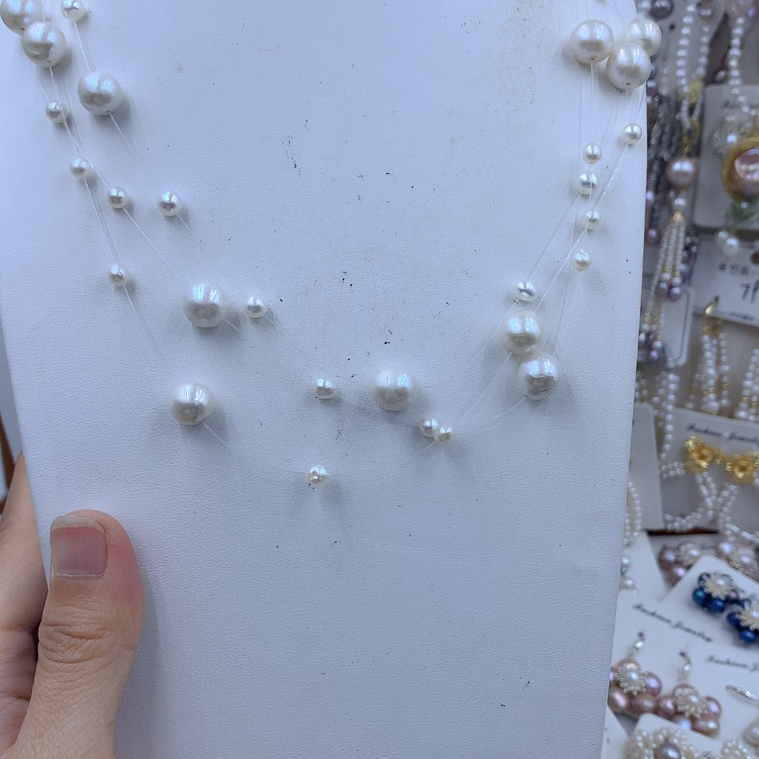 极***简银S925镶嵌淡水珍珠项链耳饰