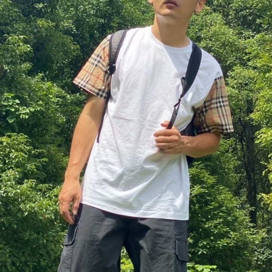 未使用 BURBERRY/博柏利 1810/白色经典格纹纯棉圆领短袖 /XS-S