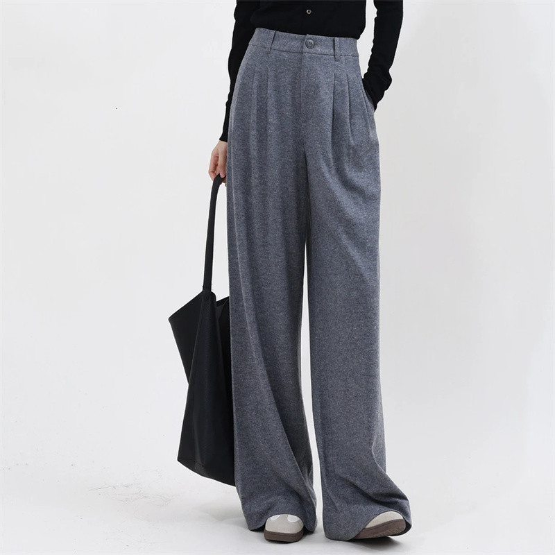 {专柜}商场同款2025秋冬高腰宽松休闲毛呢直筒阔腿裤5100661