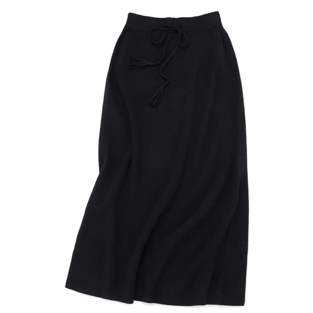 YZ~垂坠加密羊绒直筒显瘦半裙 元宝针 松紧抽绳复古显瘦半身裙