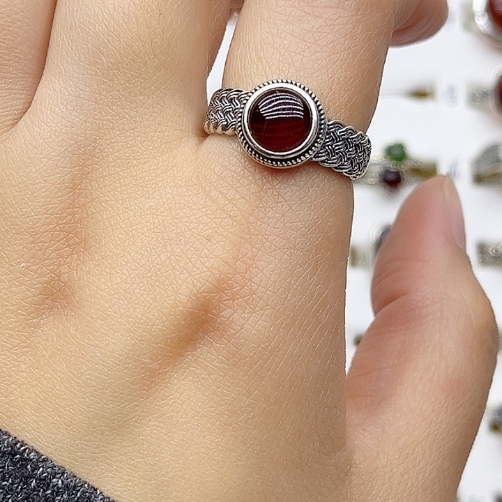 血珀戒指银S925镶嵌天然