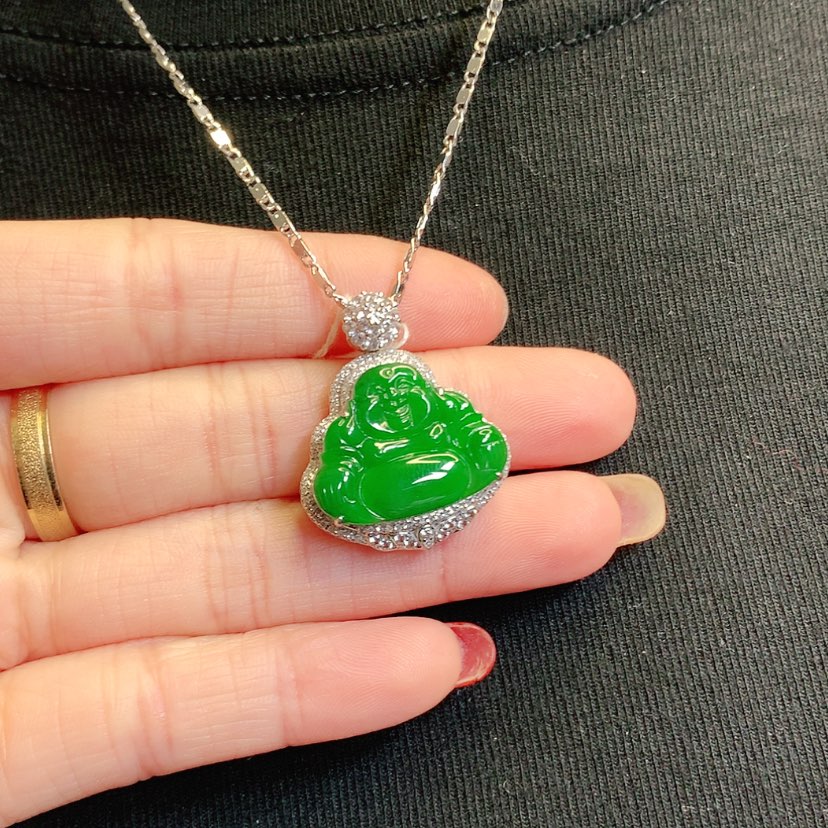 【闪购商品】翡翠吊坠(赠链)18K金镶嵌