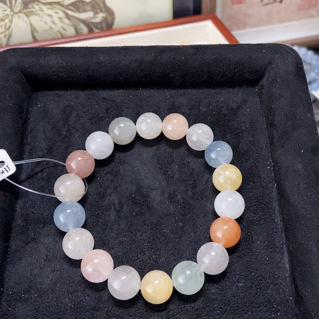 未镶嵌手链水晶拉丝兔毛11mm