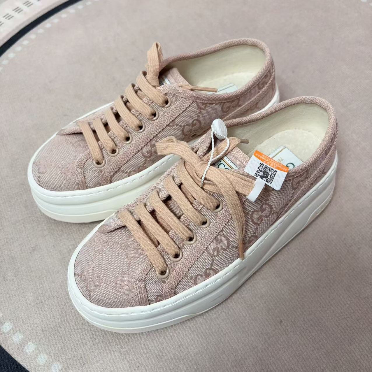 95新 GUCCI/古驰 麦殿/平底鞋34码粉色/251017TLLXH01