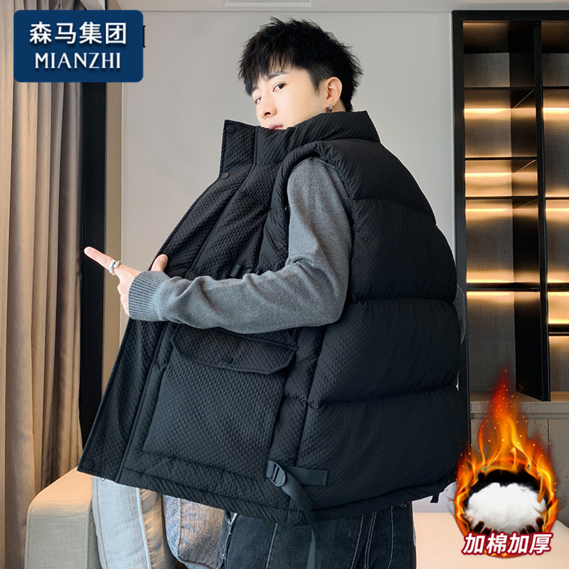 棉致立领马甲秋冬外套男士春秋季新款无袖坎肩背心男装棉马夹衣服