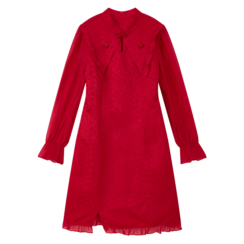 【达人专属】气质国风镂空盘扣设计师裙子S1637