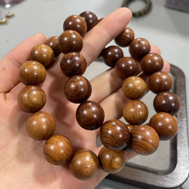 B148桃木圆珠卡1.5单圈手串（底色多样，发其一）