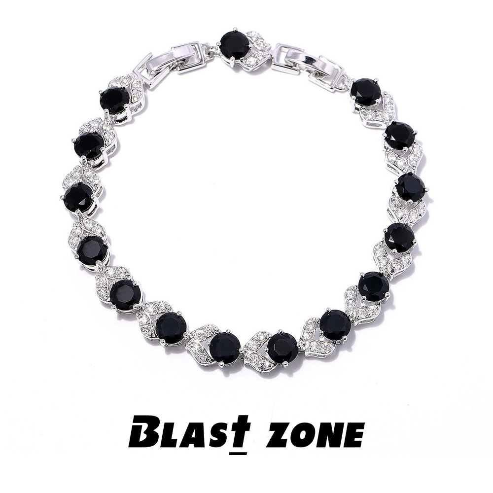 铜合金锆石手链 异形黑白网球手链欧美风男女小众时尚款手饰品