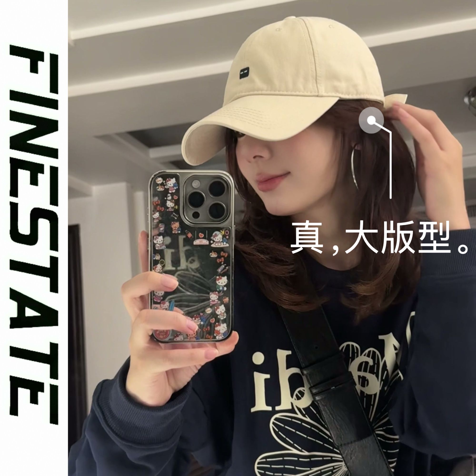 FINESTATE真大版型大头大脸显脸小棒球帽鸭舌帽棉加宽加长加大女