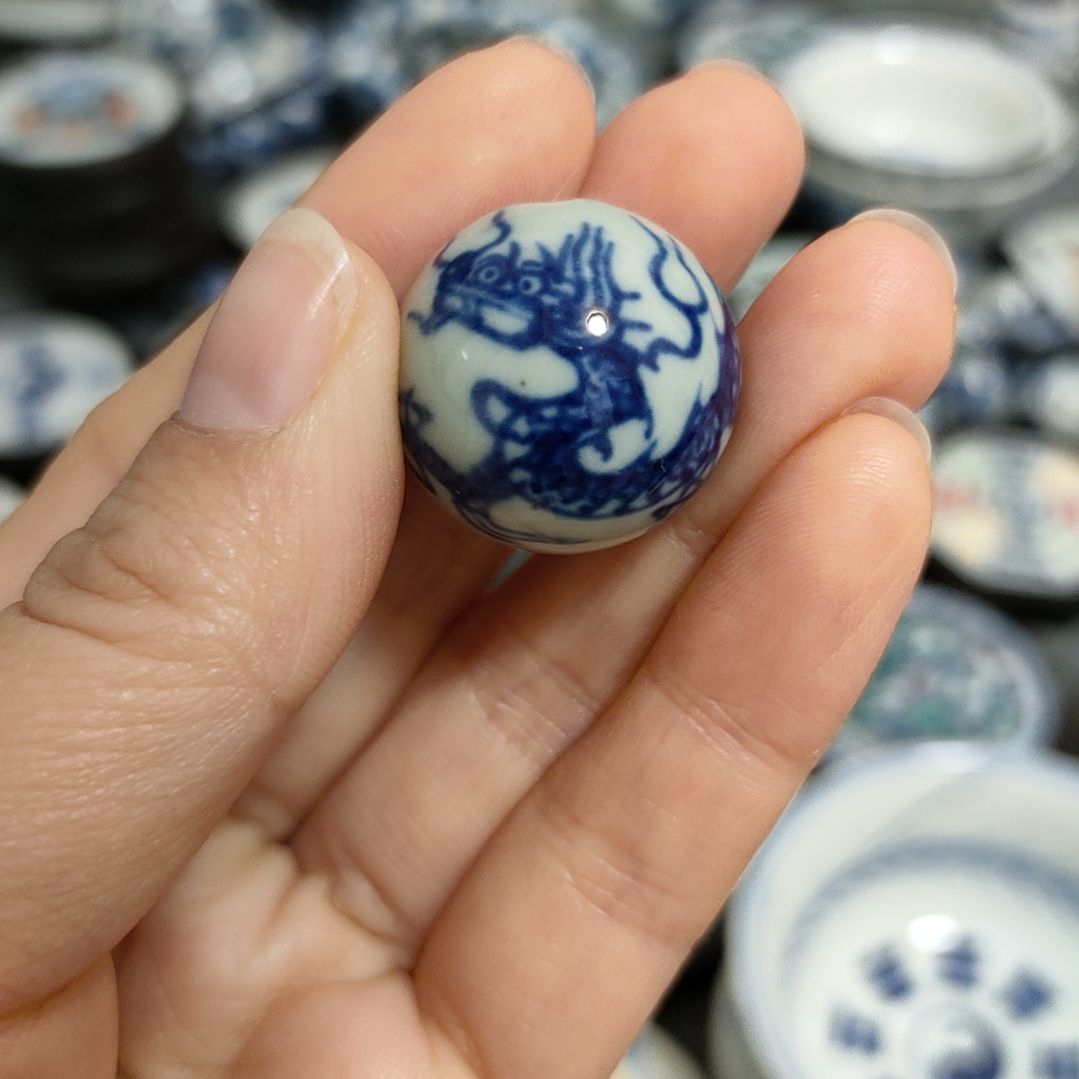 瓷片青花龙珠2.0一个