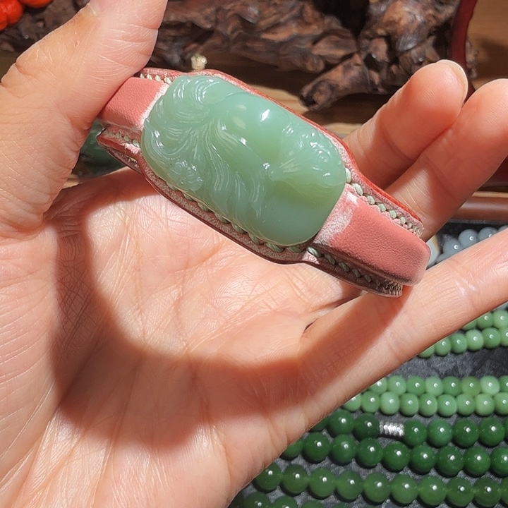 和田玉（碧玉）未镶嵌手镯俄碧 粉青