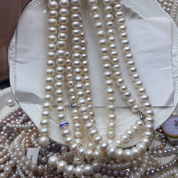 未镶嵌淡水珍珠7-8x9项链