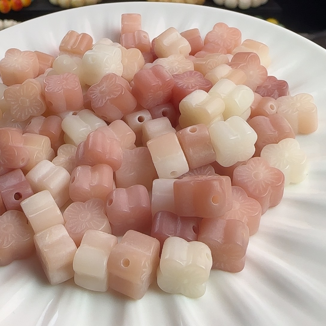 菩提根/象牙果手串卡12粉色四叶草花花100颗批发