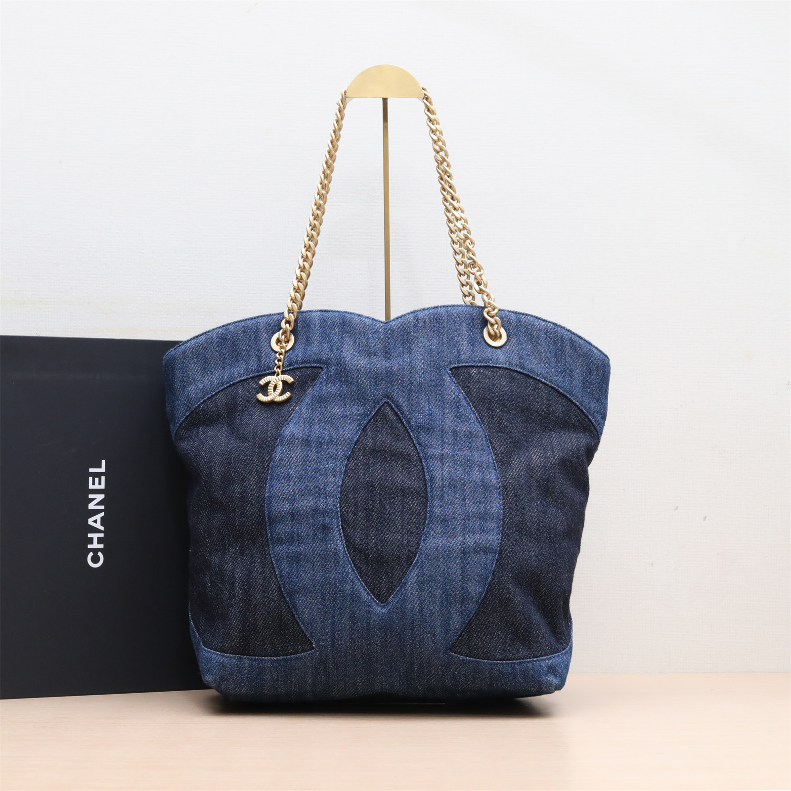 95新 Chanel/香奈儿 【黑黑】23P 牛仔HOBO 单肩包 芯片 拼色