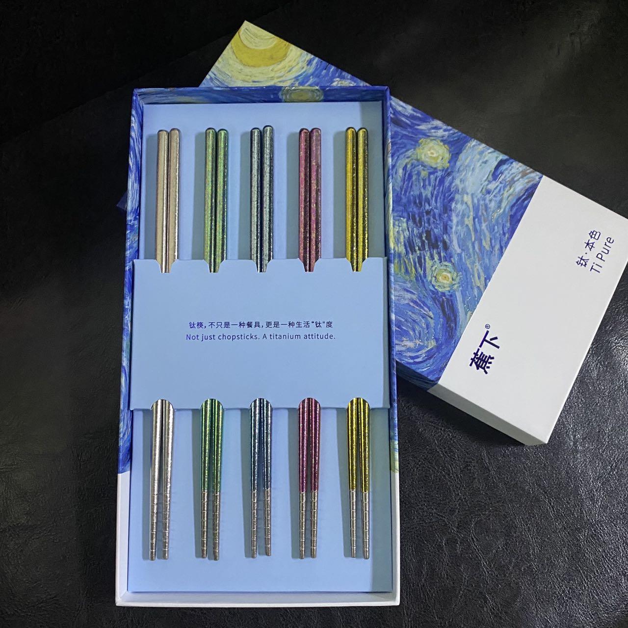 J家高档纯钛彩色钛筷5双装/盒