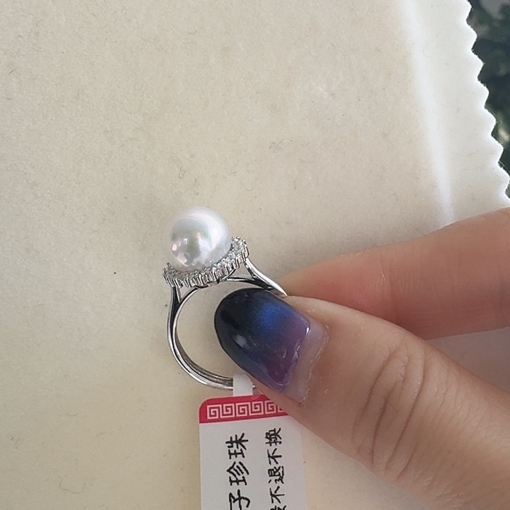 皮***丘淡水珍珠银S925镶嵌戒指太阳花戒指