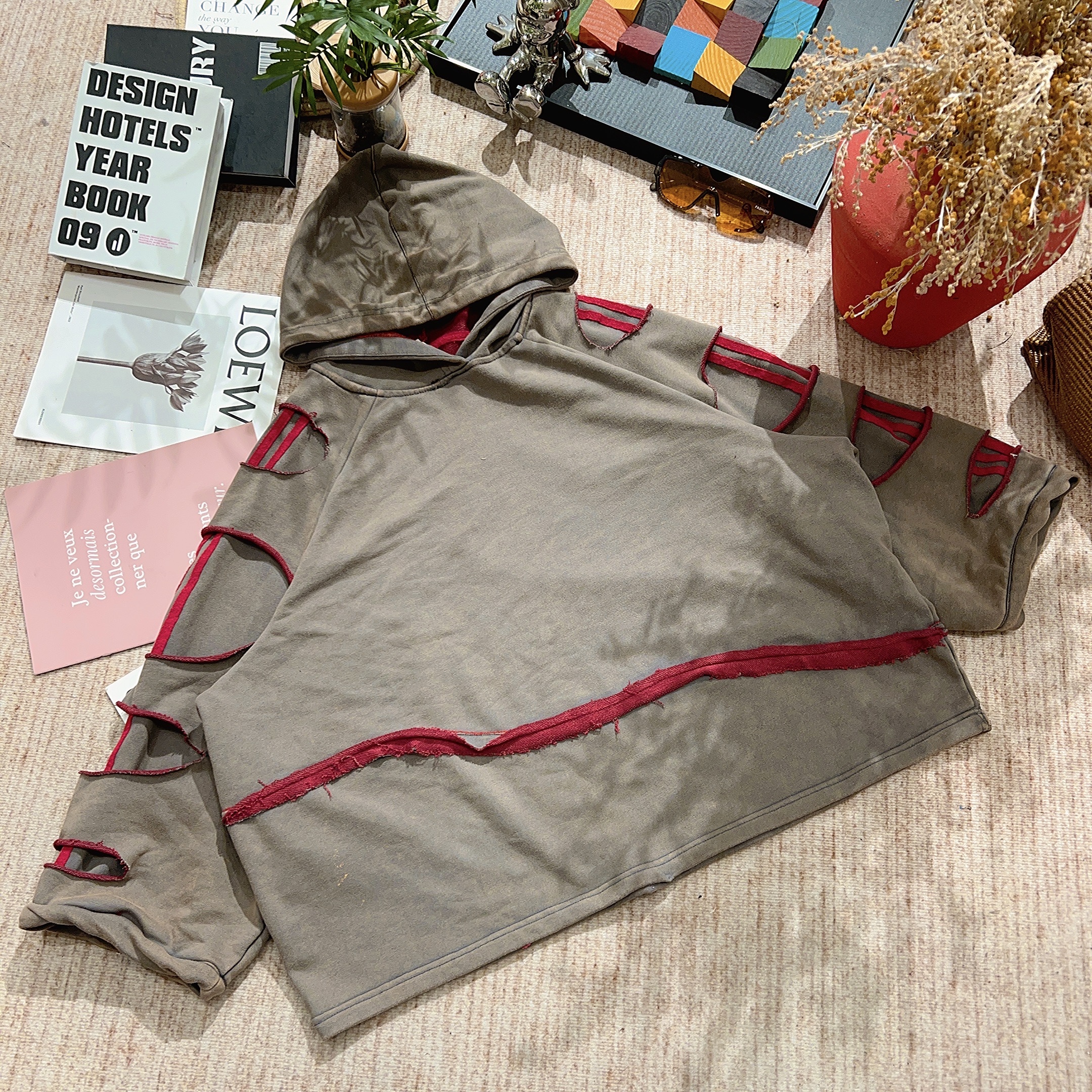 2025冬季新款休闲时尚百搭纯色假两件连帽卫衣1585