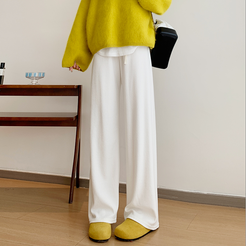 加厚毛巾阔腿裤女秋冬季2025新款休闲高腰显瘦垂感拖地加绒直筒裤