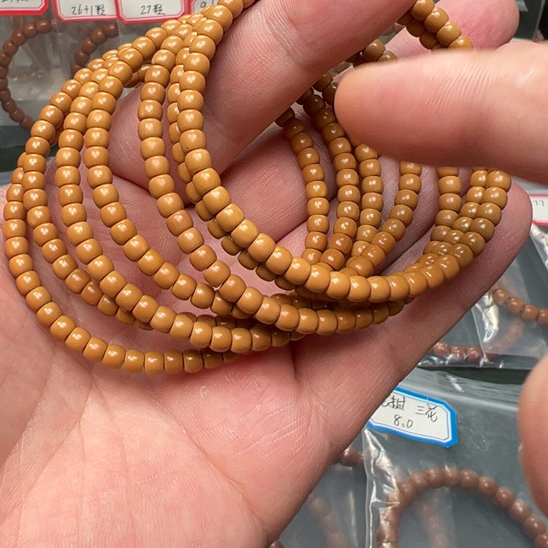 橄榄核吊坠老挝核尖单圈手串4.6mm