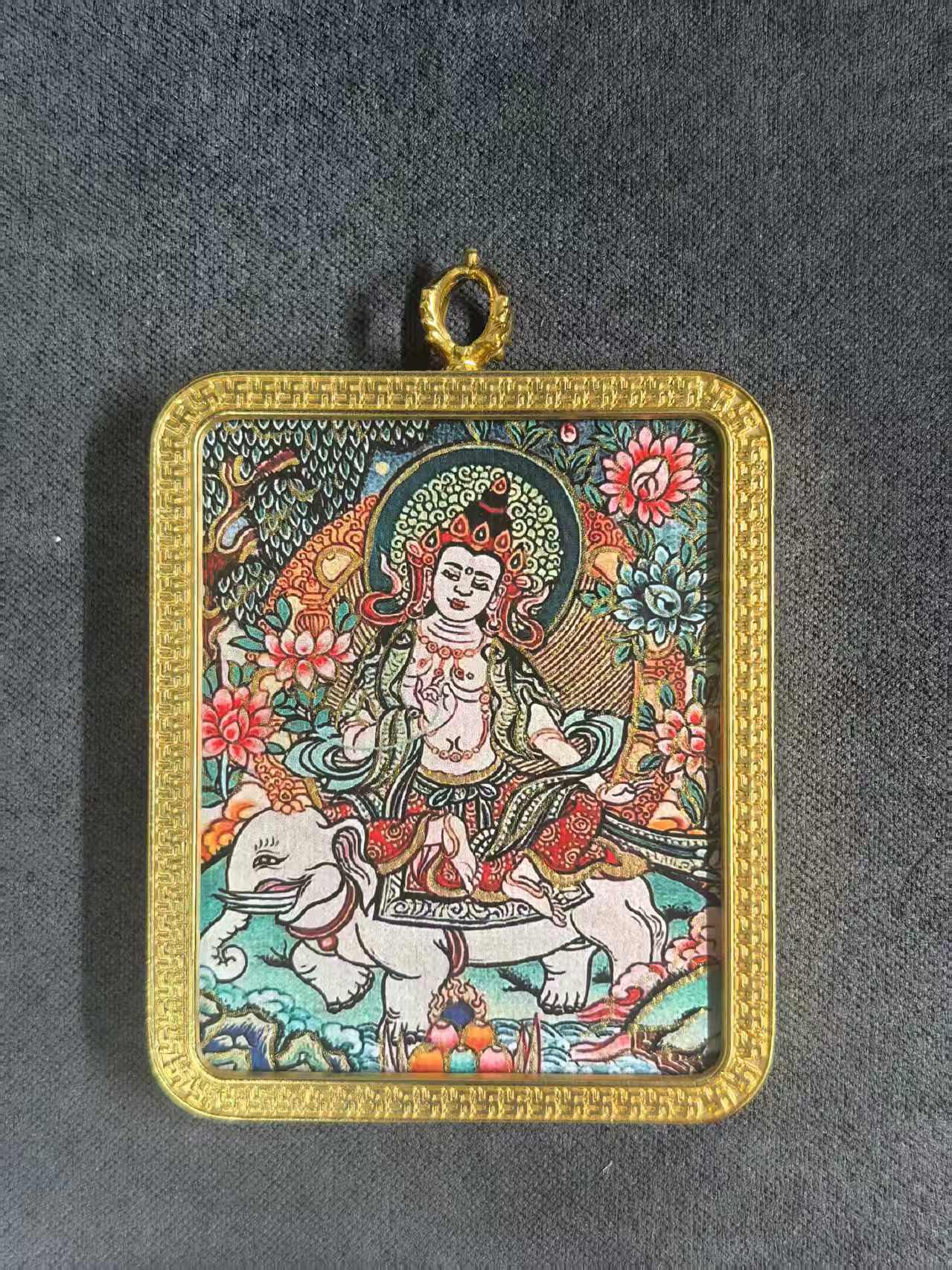 龙蛇  普贤 单面彩绘八大守护 唐卡吊坠