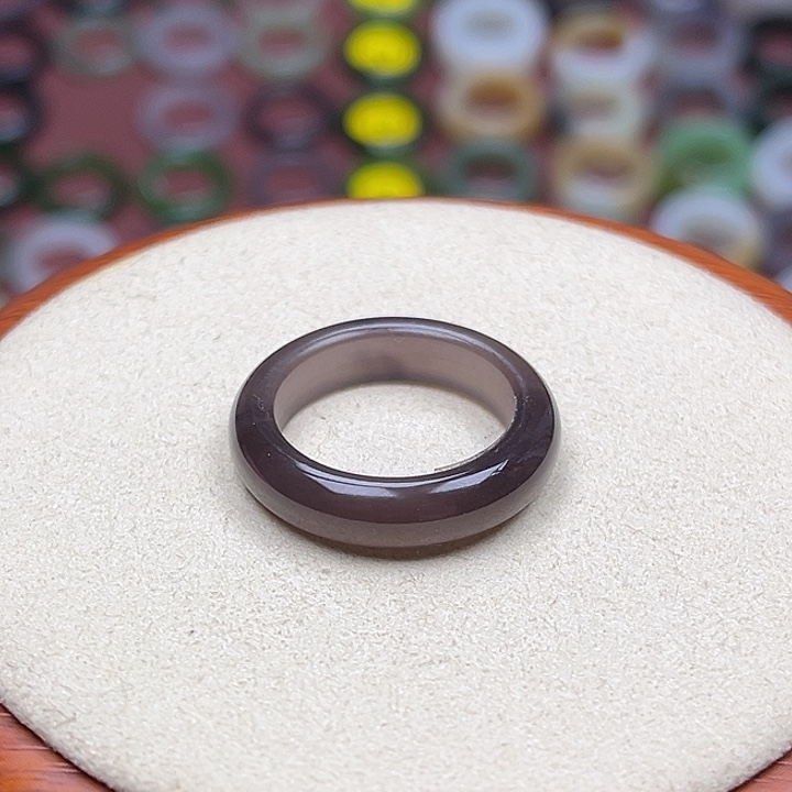 和田玉戒指未镶嵌18.5内径18圈葡萄紫